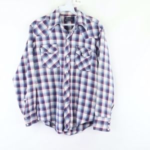 80s Lariat Mens Medium Distressed Flannel Shirt